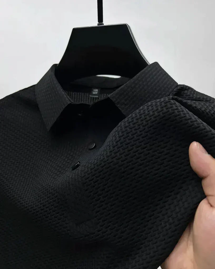Momount Polo Tricot Waffle Homem – Texturado Manga Curta Casual - Image 2