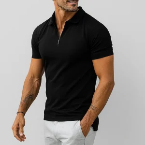 Momount Polo com Meio Fecho Homem – Slim Fit Manga Curta Casual Elegante