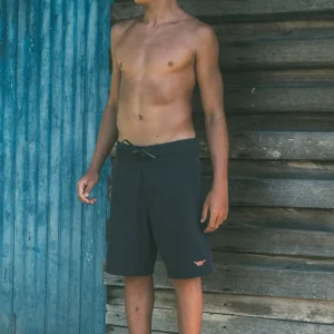 Boardshorts 18” Preto Hang Loose Retro