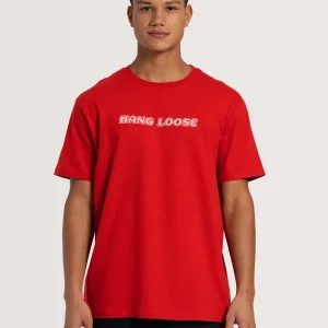 Camiseta Manga Curta Vermelha Hang Loose Retro