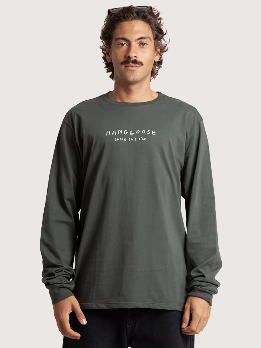 Camiseta Manga Longa Verde Hang Loose Share It - Image 2
