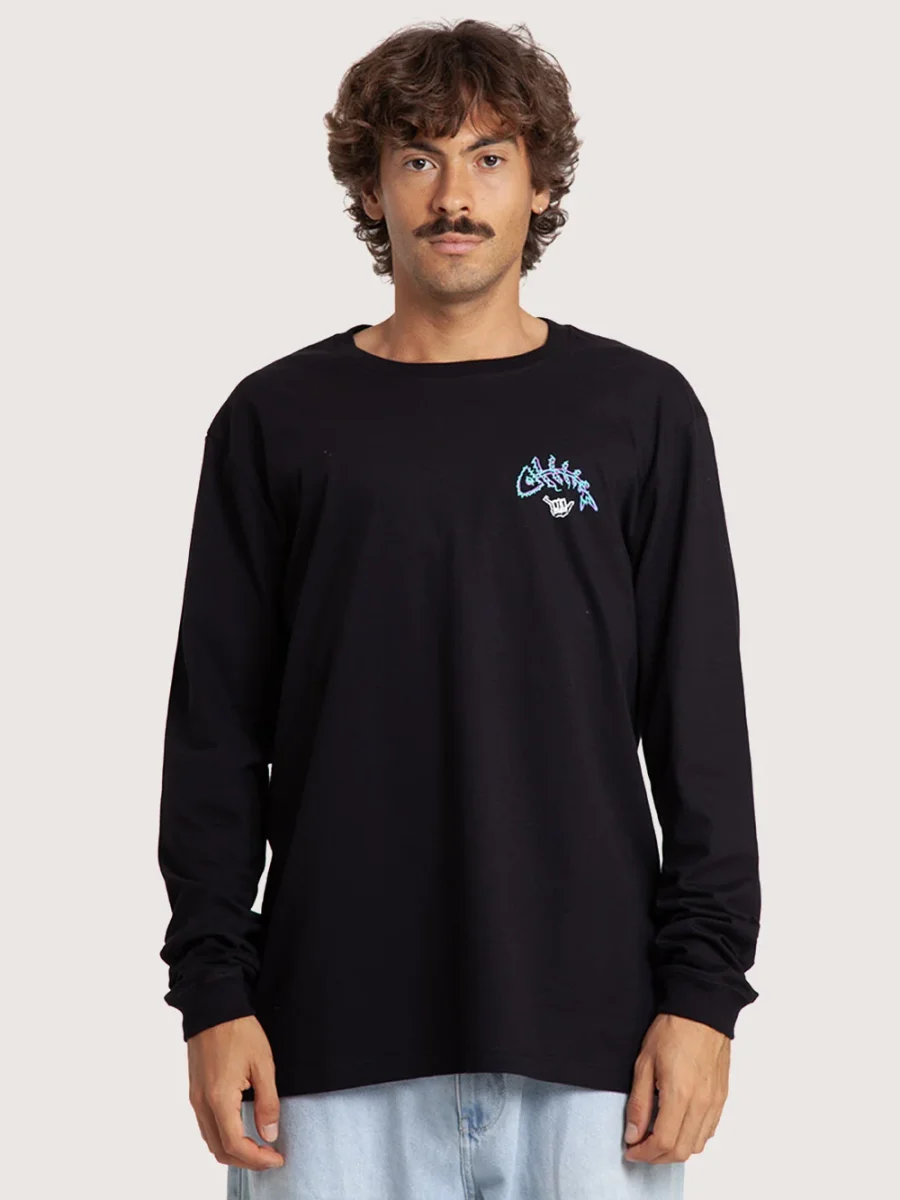 Camiseta Manga Longa Preto Hang Loose Fish - Image 2