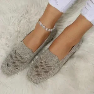 Momount Sabrinas de Biqueira Quadrada – Malha Tricotada, Comodidade Slip-On
