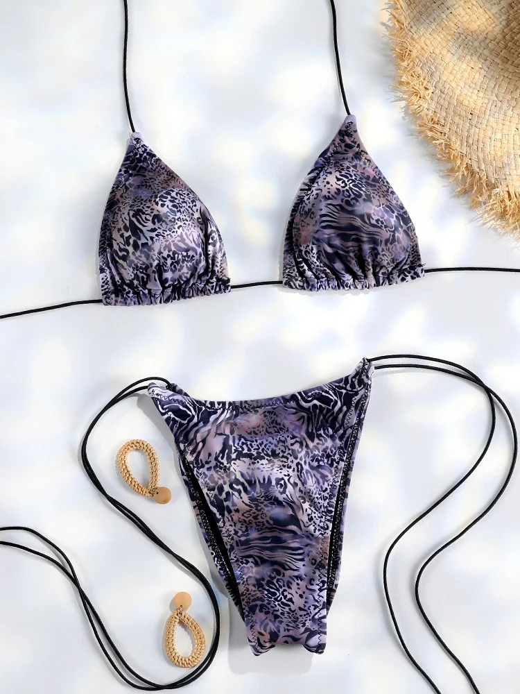 Momount Micro Biquíni de Senhora – Triângulo Estampado com Tiras e Tanga - Image 5