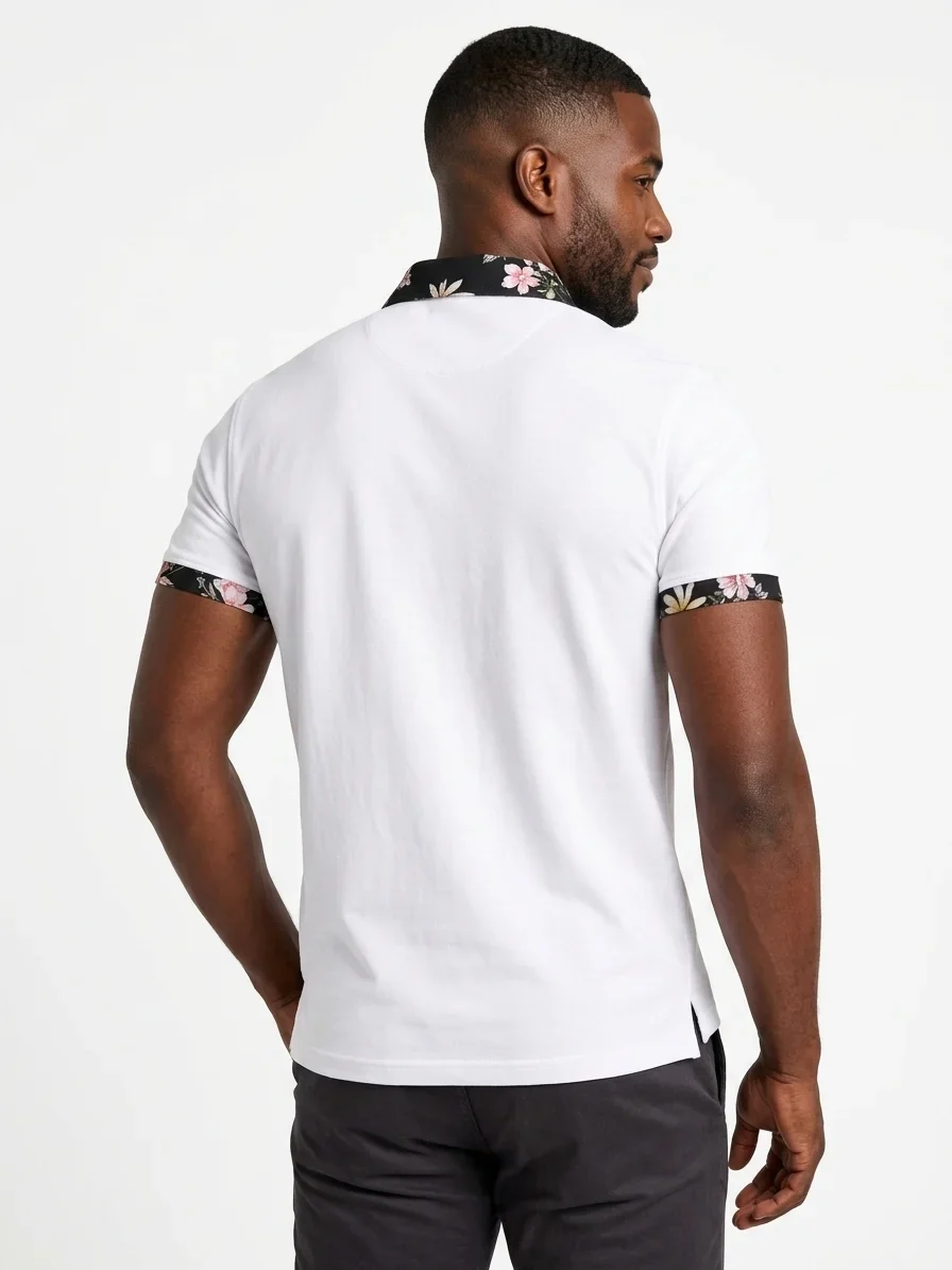 Momount Polo Homem – Floral Gola e Punhos Contrastantes Manga Curta - Image 7