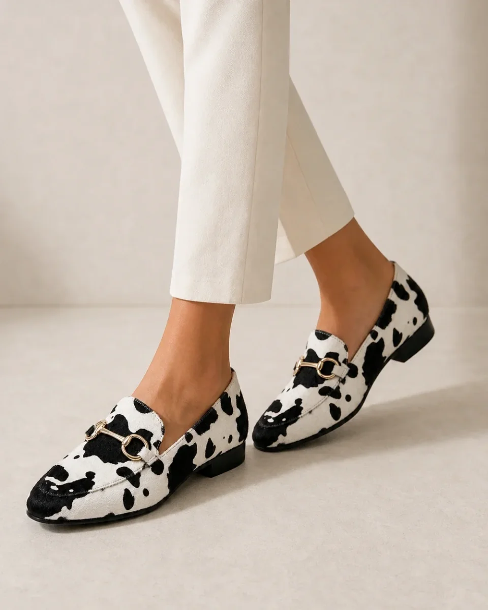 Momount Mocassins Mulher – Western Estampado Vaca Fivela Rasos - Image 7