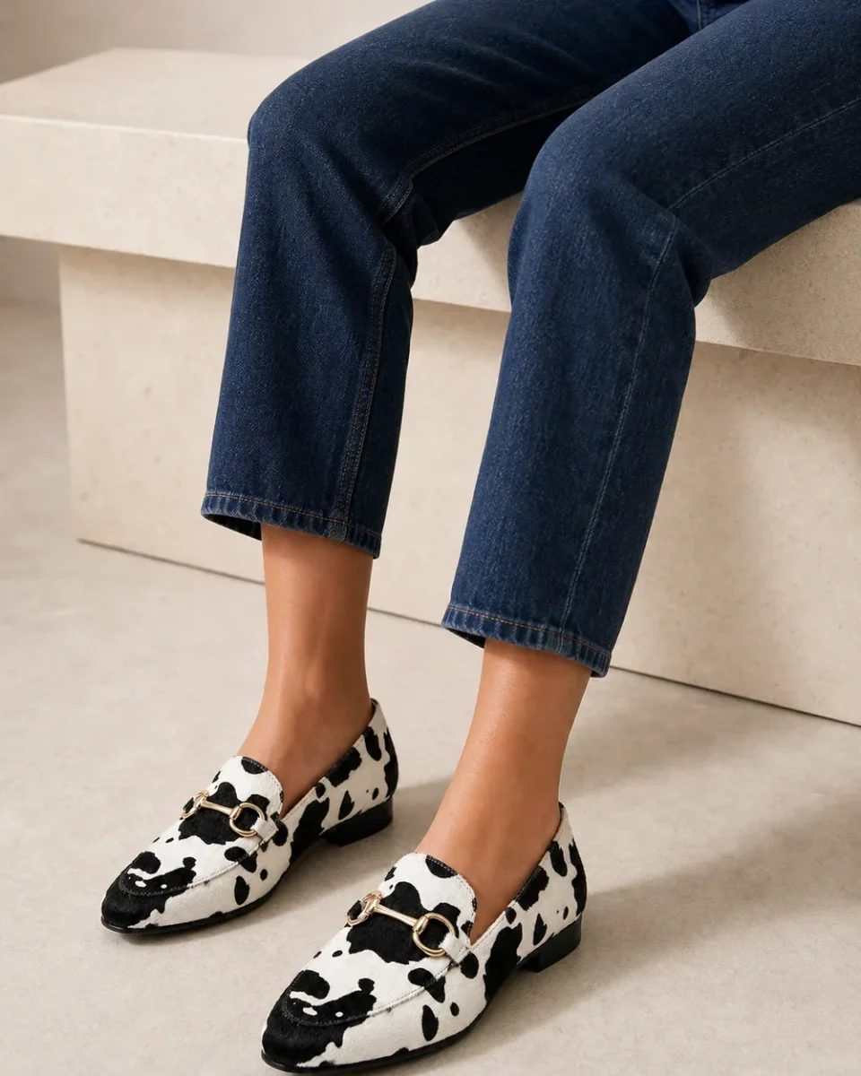 Momount Mocassins Mulher – Western Estampado Vaca Fivela Rasos - Image 8