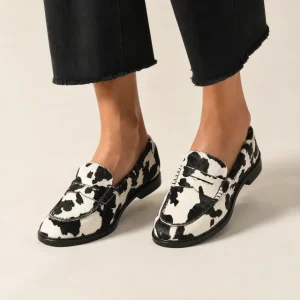 Momount Mocassins Mulher – Estampado Vaca Confortáveis Penny