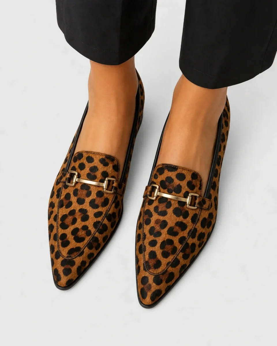 Mocassins leopardo de senhora com bico fino e bridão - Image 6