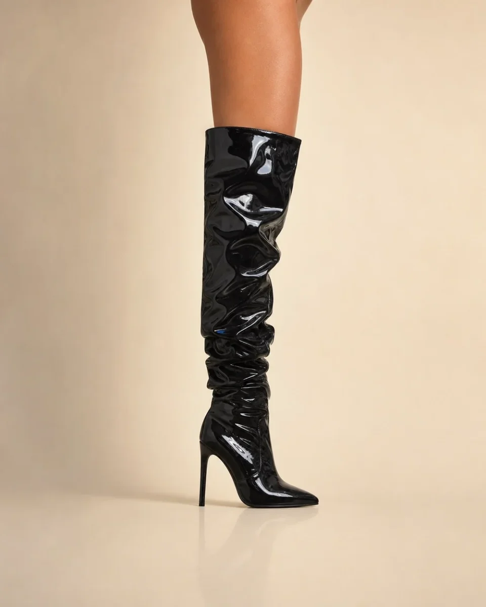 Women's Pointed-Toe Thigh-High Boots – Slim Stiletto Heel, Sleek Fitted Shaft - Image 7
