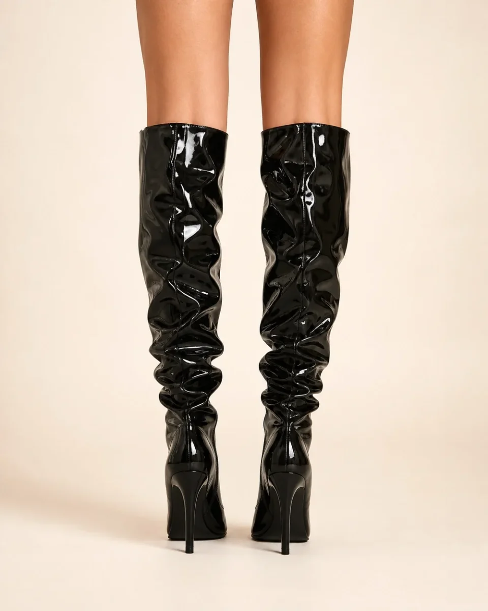 Women's Pointed-Toe Thigh-High Boots – Slim Stiletto Heel, Sleek Fitted Shaft - Image 8
