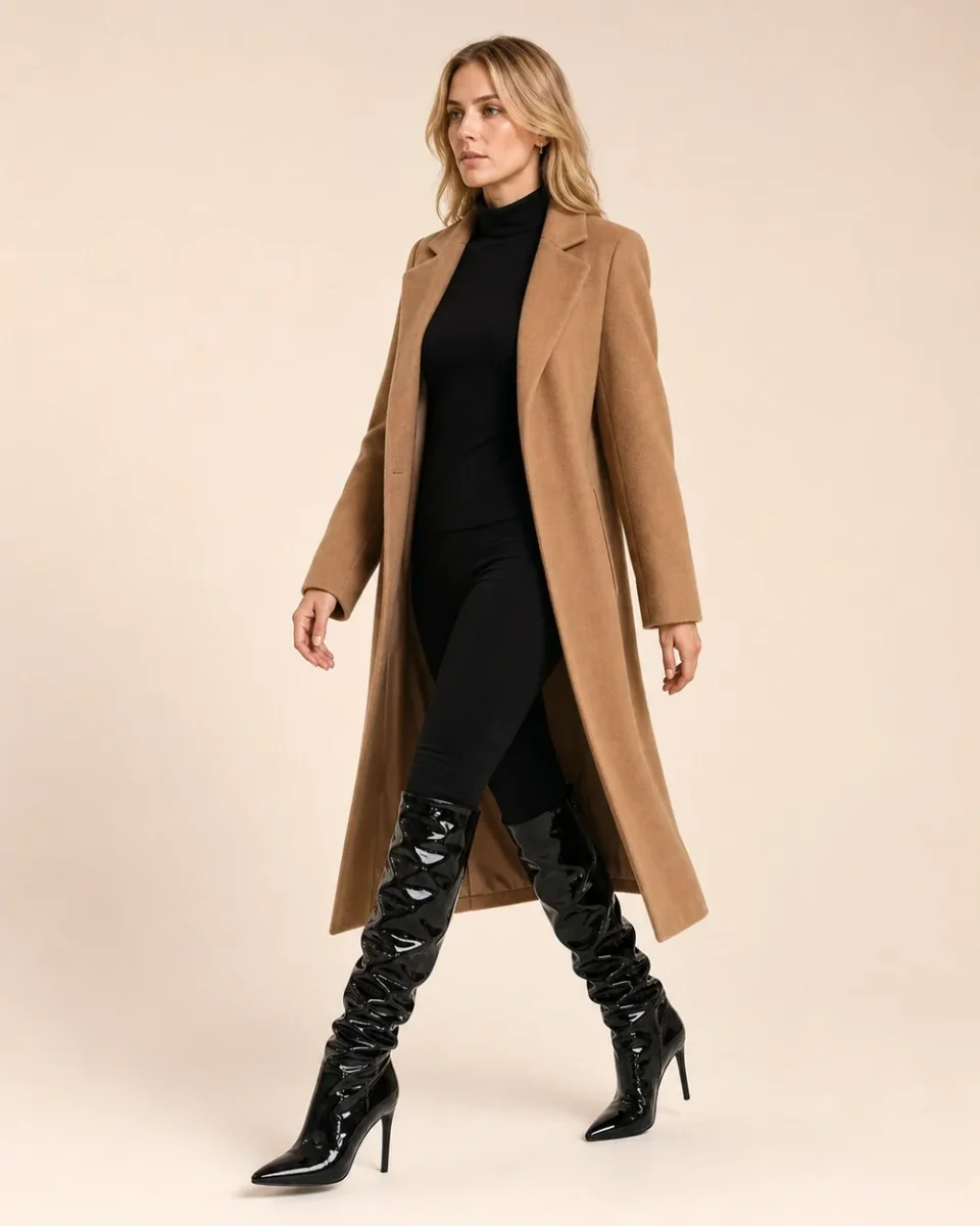 Women's Pointed-Toe Thigh-High Boots – Slim Stiletto Heel, Sleek Fitted Shaft - Image 3