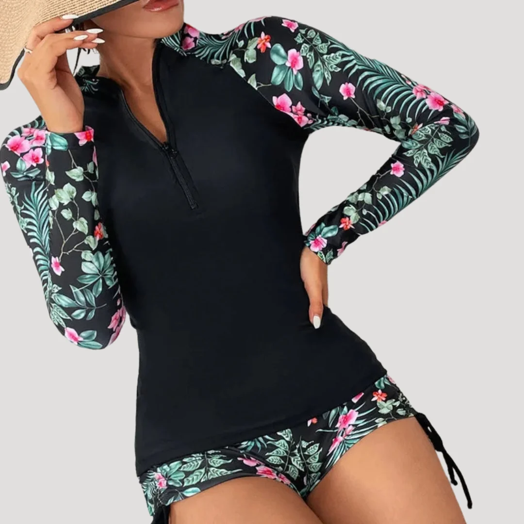 Momount Fato de Banho de Senhora – Estampado Floral Manga Comprida Praia Verão - Image 6