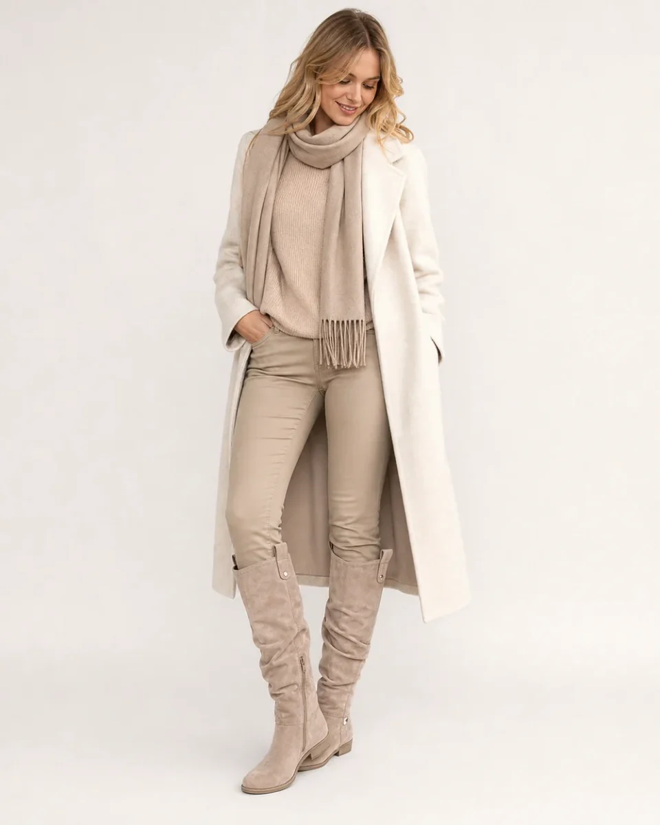 Slouch Knee High Boots – Suede-Effect Finish and Low Wedge Sole - Image 2